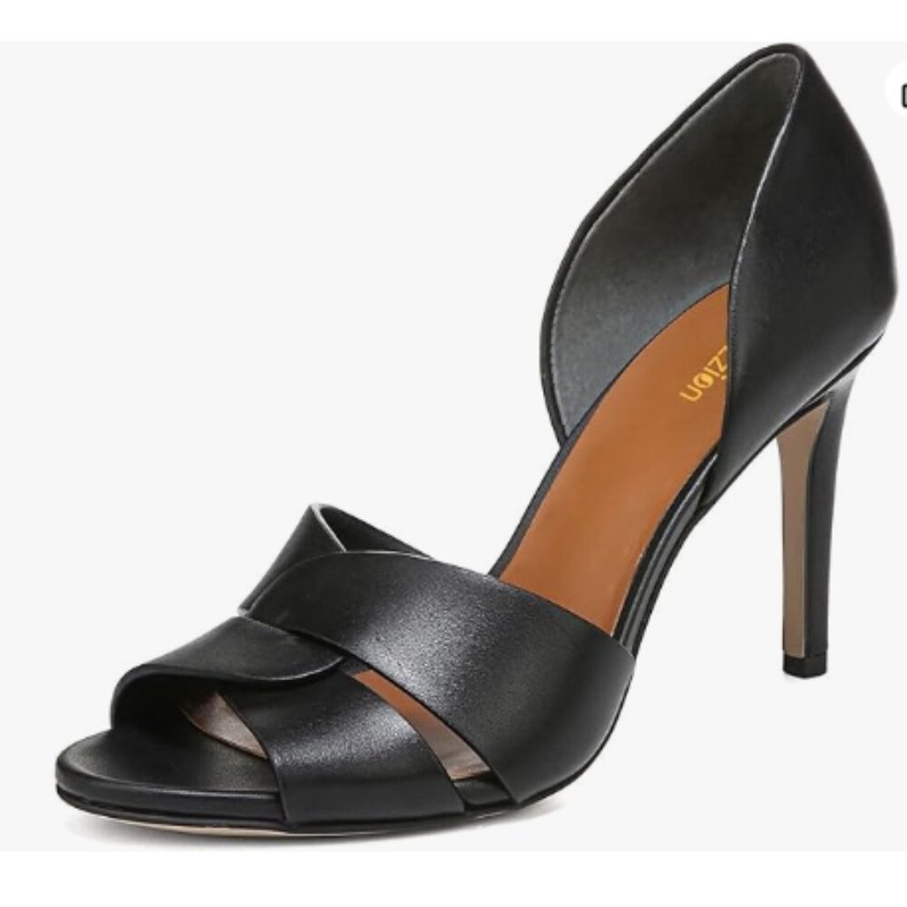 Pazzion Black Open Toe High Heel Slip On Stiletto Heel Two Pieces Sandals